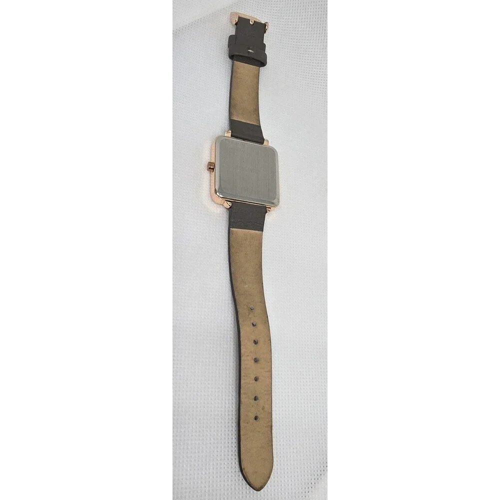 Women's Nine West Casual Square Rose Gold Tone Case Gray Leather Strap Watch 13 - Picture 8 of 9